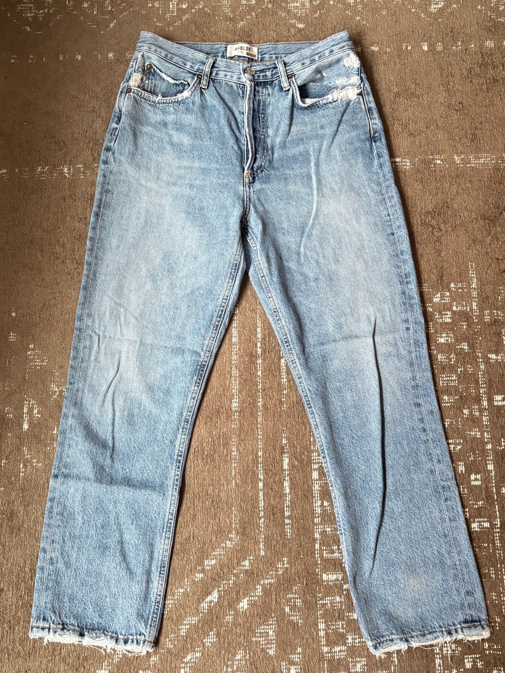 Agolde Light Blue Womens Straight-Leg Jeans
